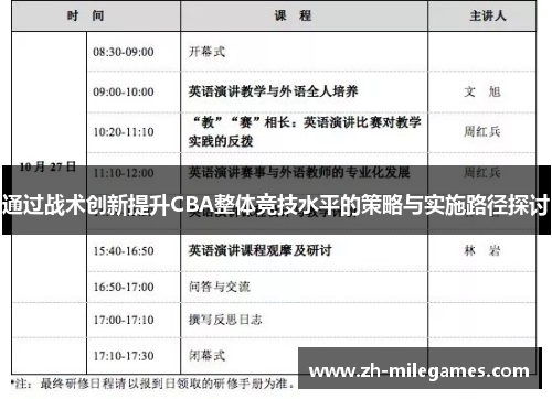 通过战术创新提升CBA整体竞技水平的策略与实施路径探讨